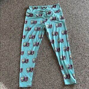 TV Print Leggings - Blue-Woman Luloroe